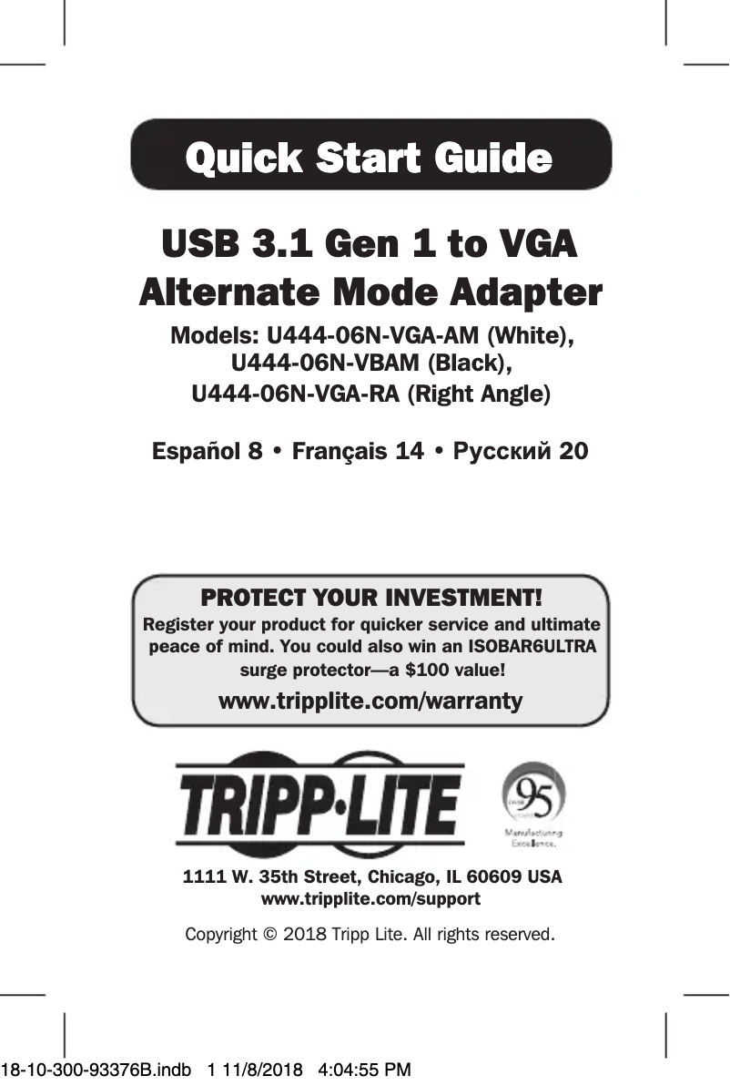 Page n°1 - Manuel utilisateur Tripp Lite U444-06N-VGA-AM