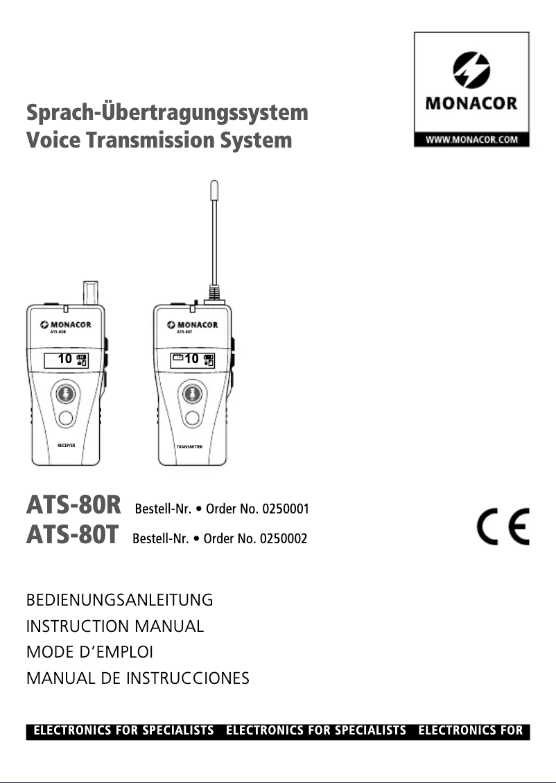 Page 1 de la notice Manuel utilisateur Monacor ATS-80T