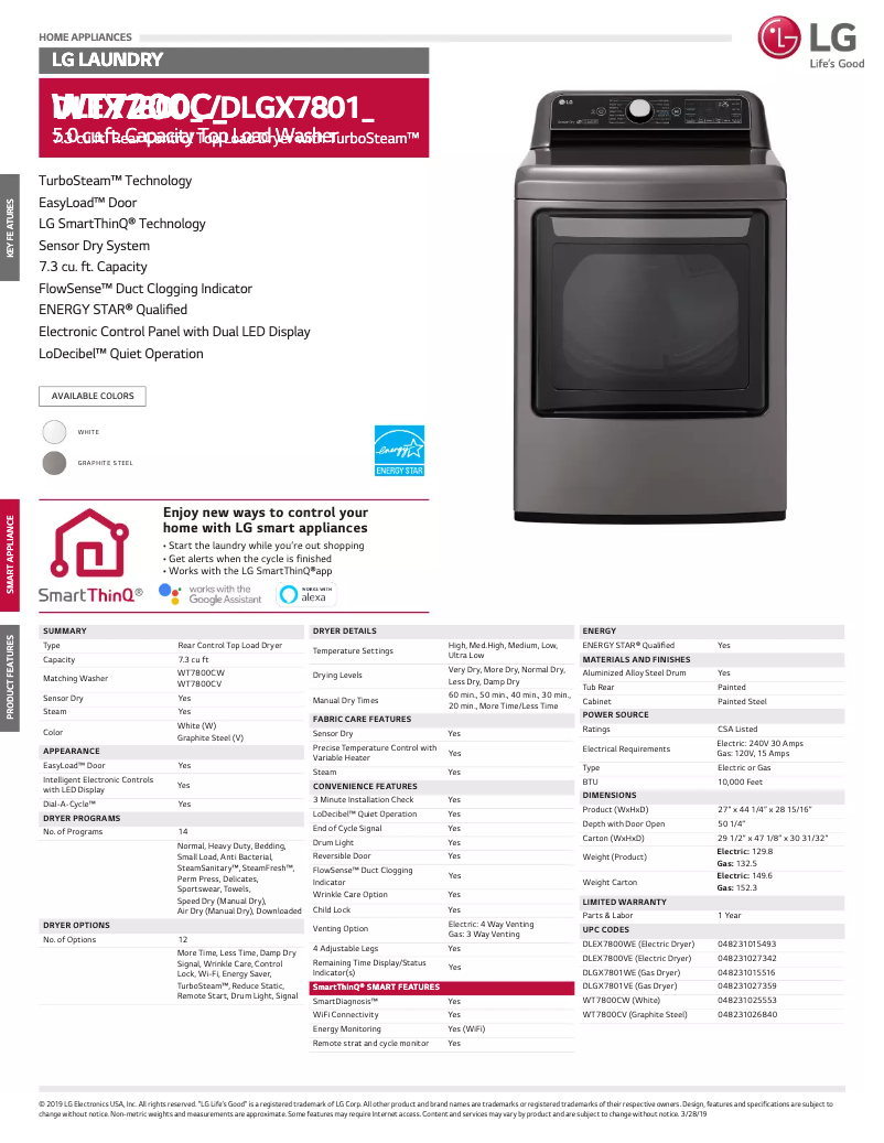 Page n°1 - Fiche technique LG DX7801VE