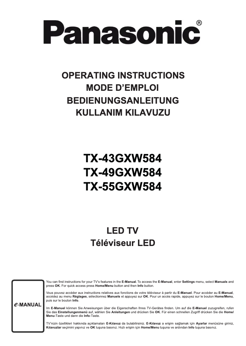 Page 1 de la notice Manuel utilisateur Panasonic TX-43GXW584