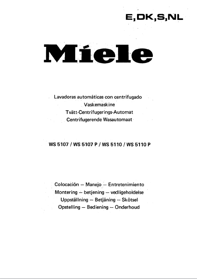 Page n°1 - Manuel utilisateur Miele WS 5107 P