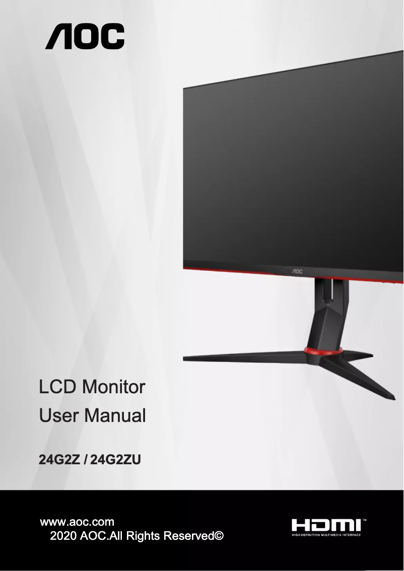 Page n°1 - Manuel utilisateur AOC 24G2Z