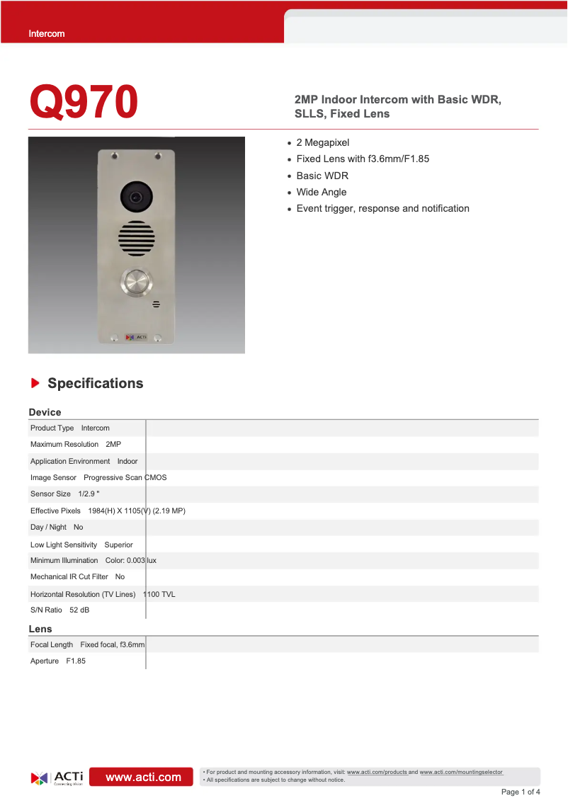 Image de la première page du manuel de l'appareil Q970