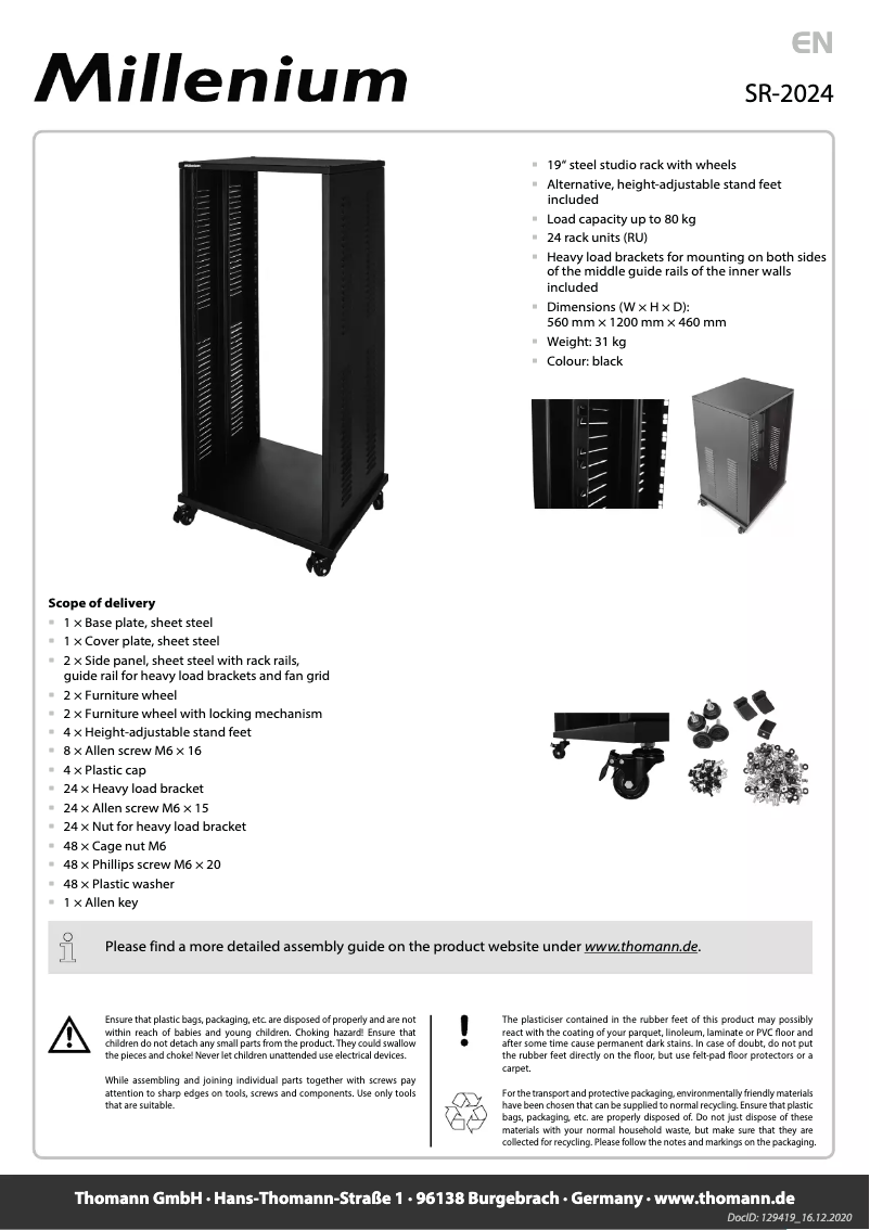 Page 1 de la notice Manuel utilisateur Millenium SR-2024