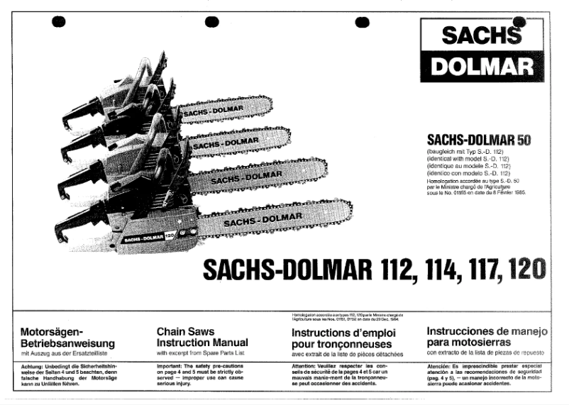 Page 1 de la notice Manuel utilisateur Dolmar 114