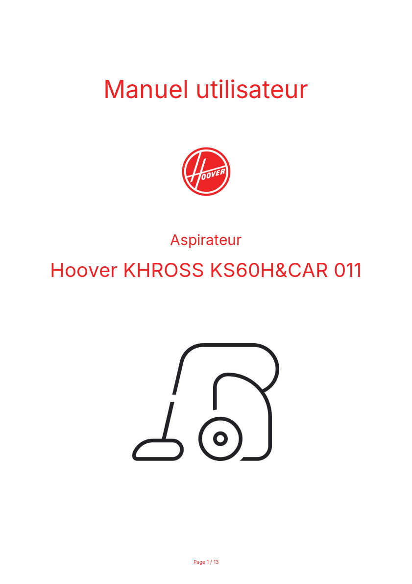 Image de la première page du manuel de l'appareil KHROSS KS60H&CAR 011