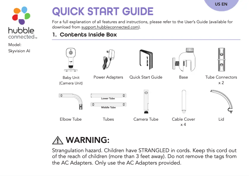 Page 1 de la notice Manuel utilisateur Hubble Connected SkyVision AI