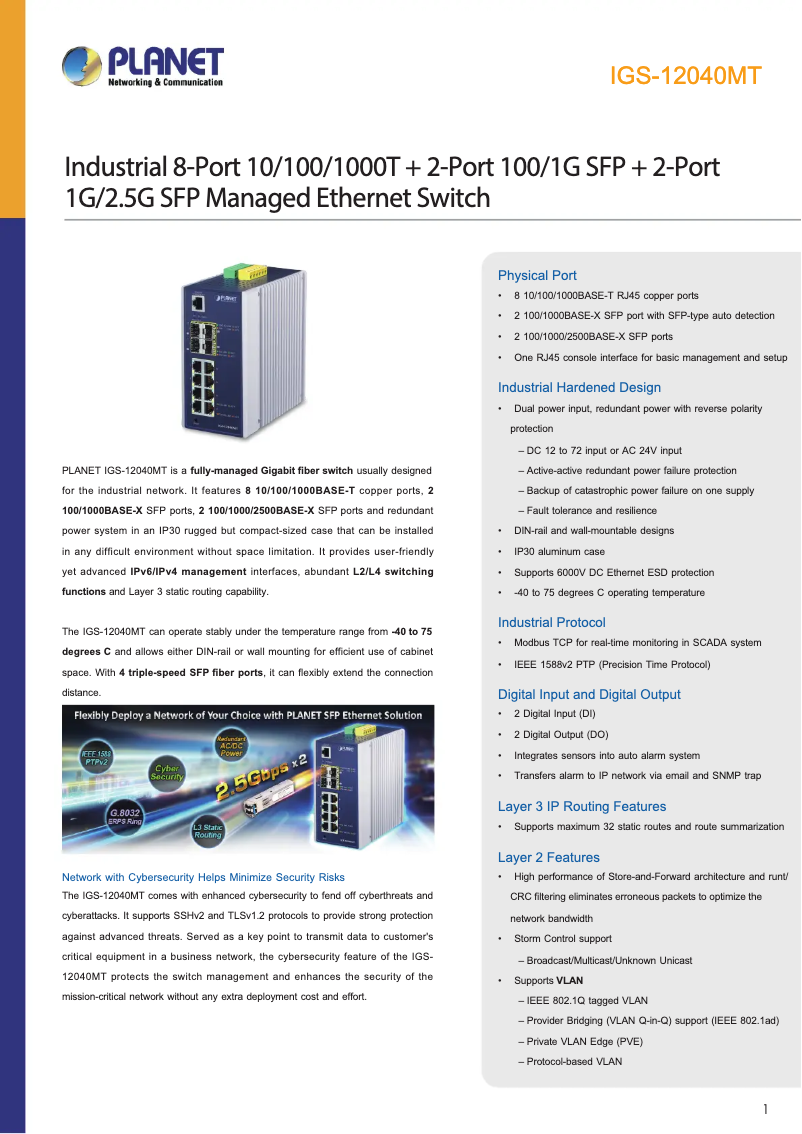 Image de la première page du manuel de l'appareil IGS-12040MT