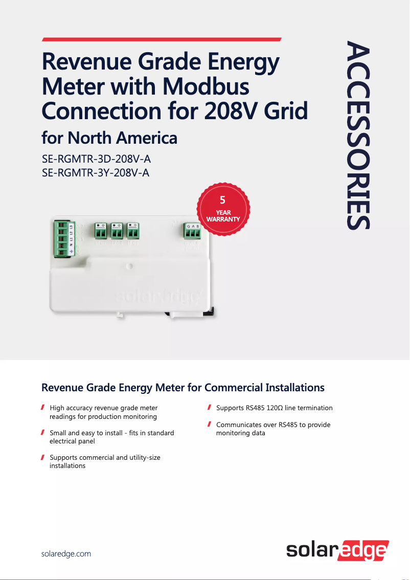 Image de la première page du manuel de l'appareil SE-RGMTR-3D-208V-A