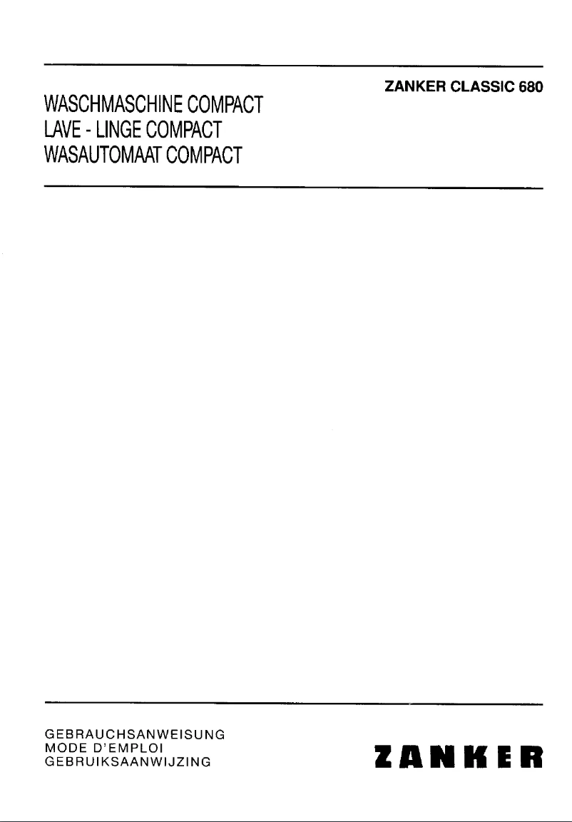 Page 1 de la notice Manuel utilisateur Zanker Classic 680