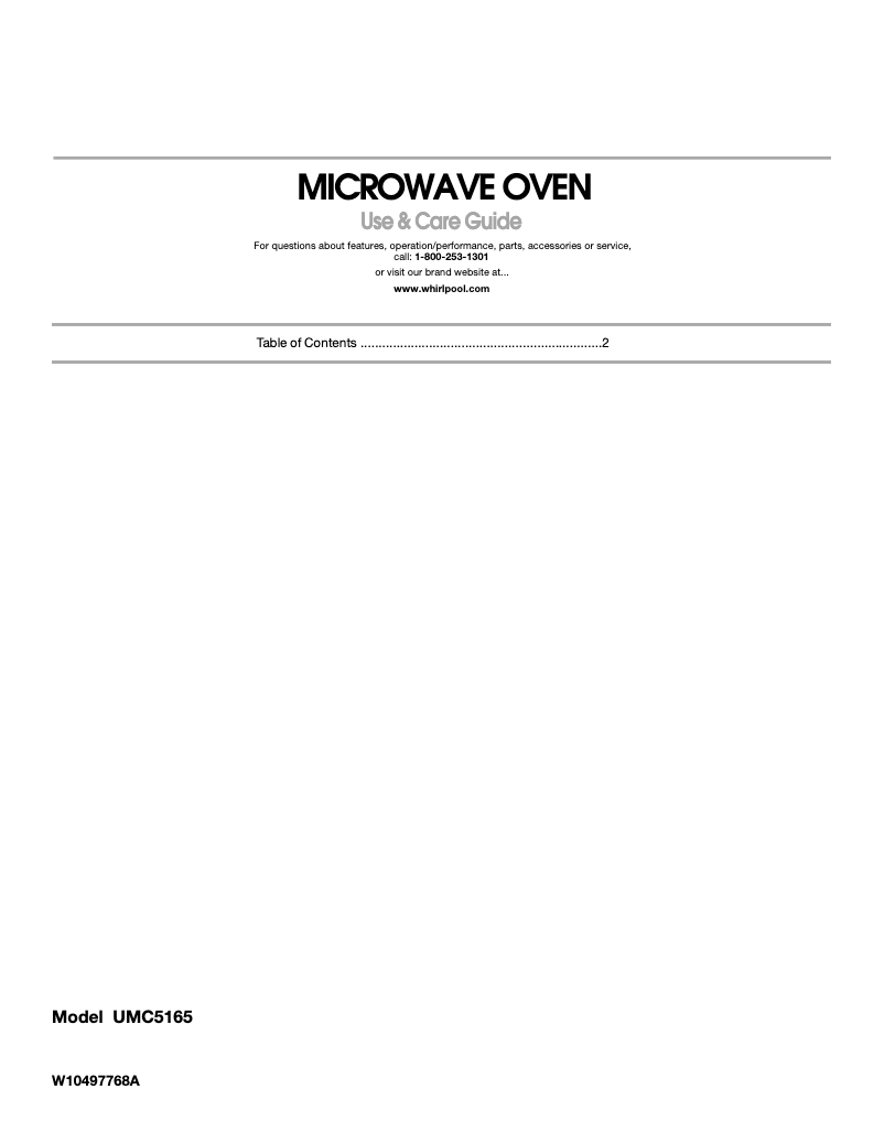 Page n°1 - Manuel utilisateur KitchenAid UMC5165AS