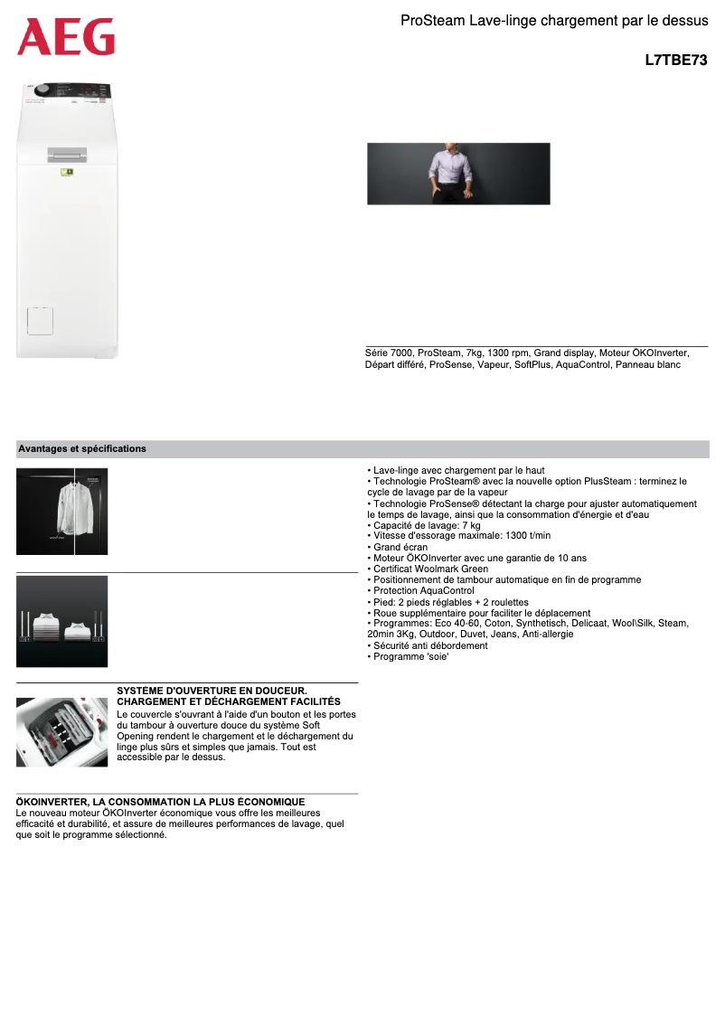 Image de la première page du manuel de l'appareil L7TBE73