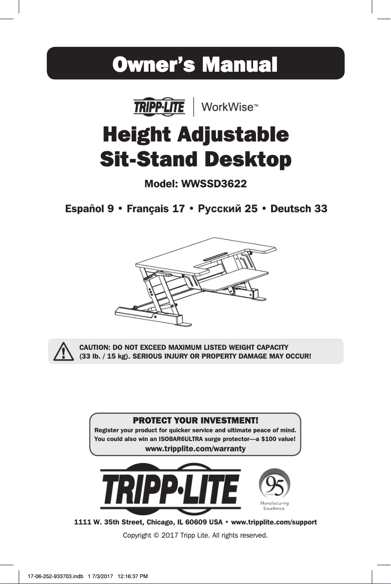 Page 1 de la notice Manuel utilisateur Tripp Lite WorkWise WWSSD3622