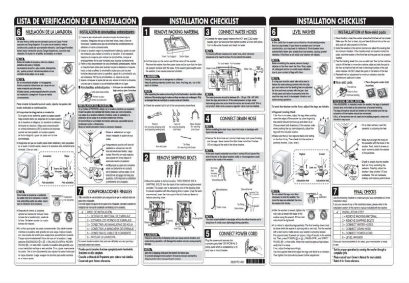 Page n°1 - Guide d'installation LG WM3470CW