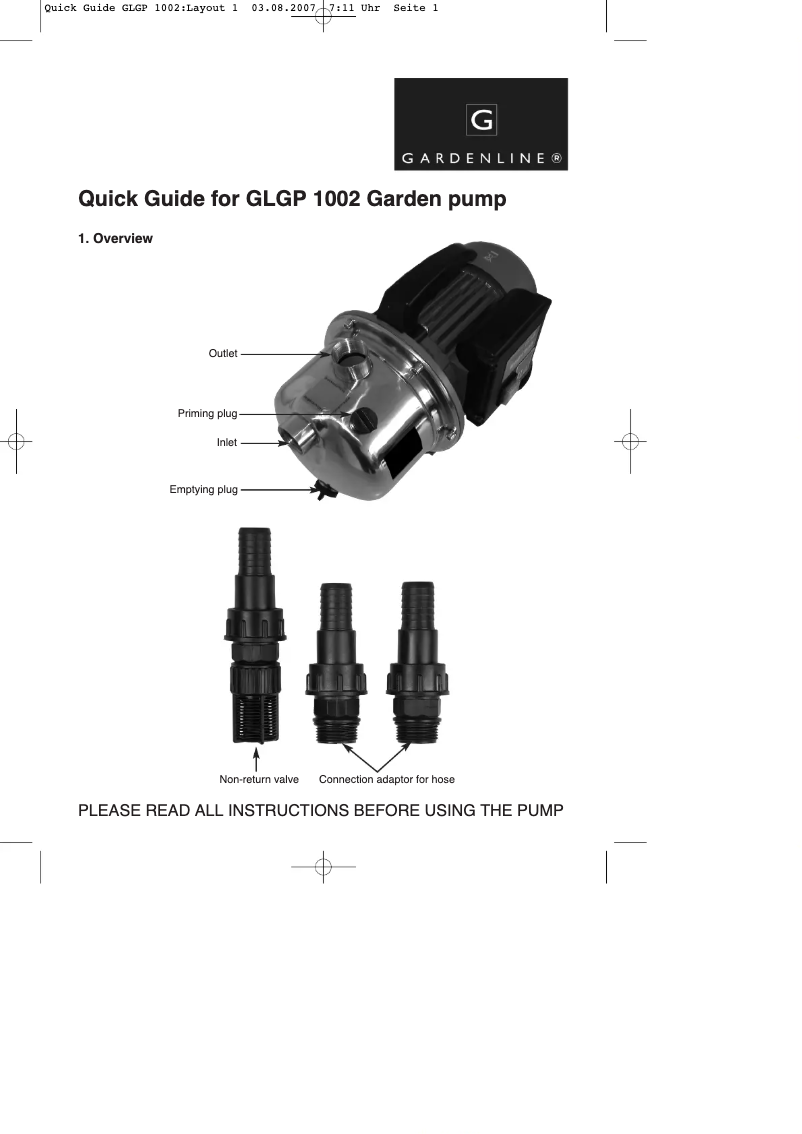 Página 1 del manual Manual de usuario Gardenline GLGP 1002