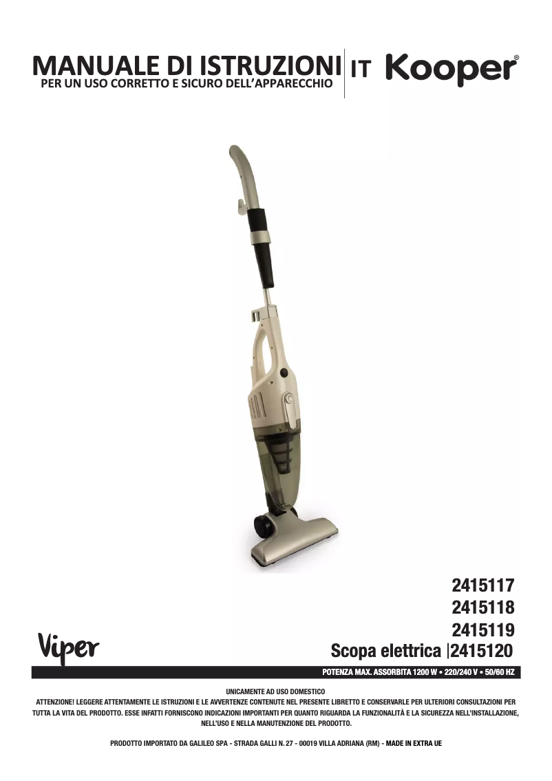 Page 1 de la notice Manuel utilisateur Kooper 2415120