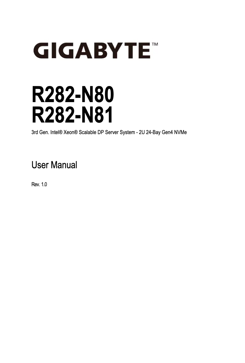 Page n°1 - Manuel utilisateur Gigabyte R282-N80
