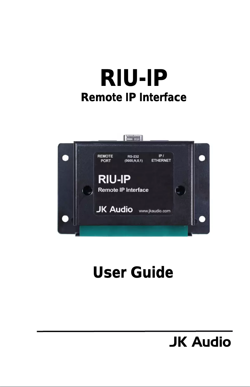 Page n°1 - Manuel utilisateur JK Audio RIU-IP
