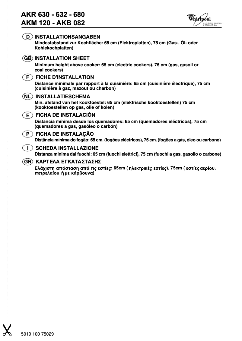 Page 1 de la notice Manuel utilisateur Whirlpool AKR 630