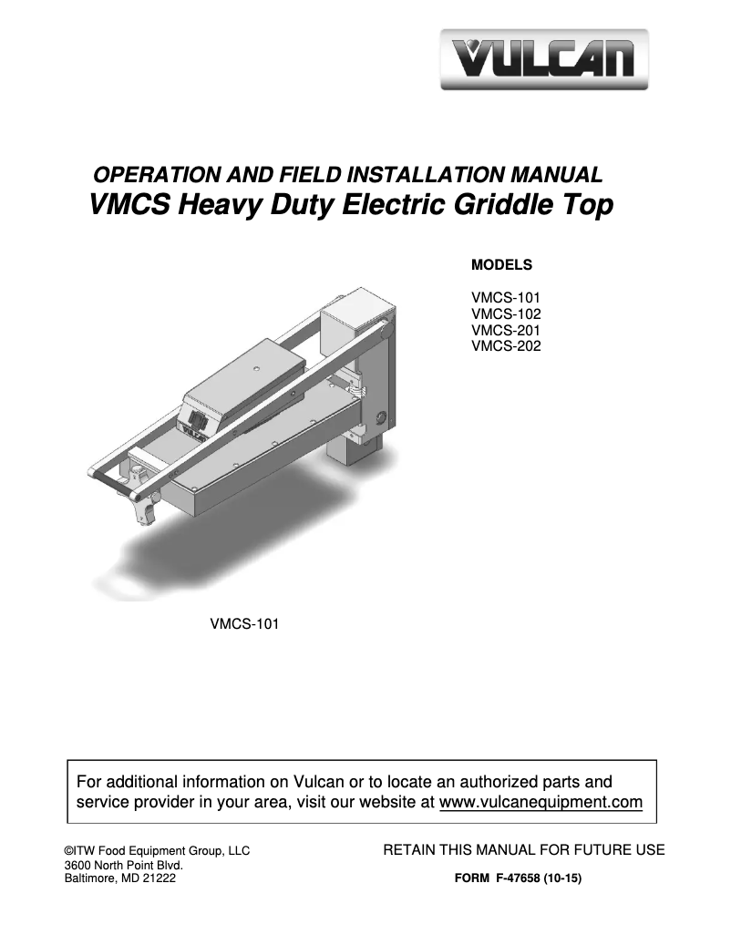 Page n°1 - Manuel utilisateur Vulcan VMCS-201