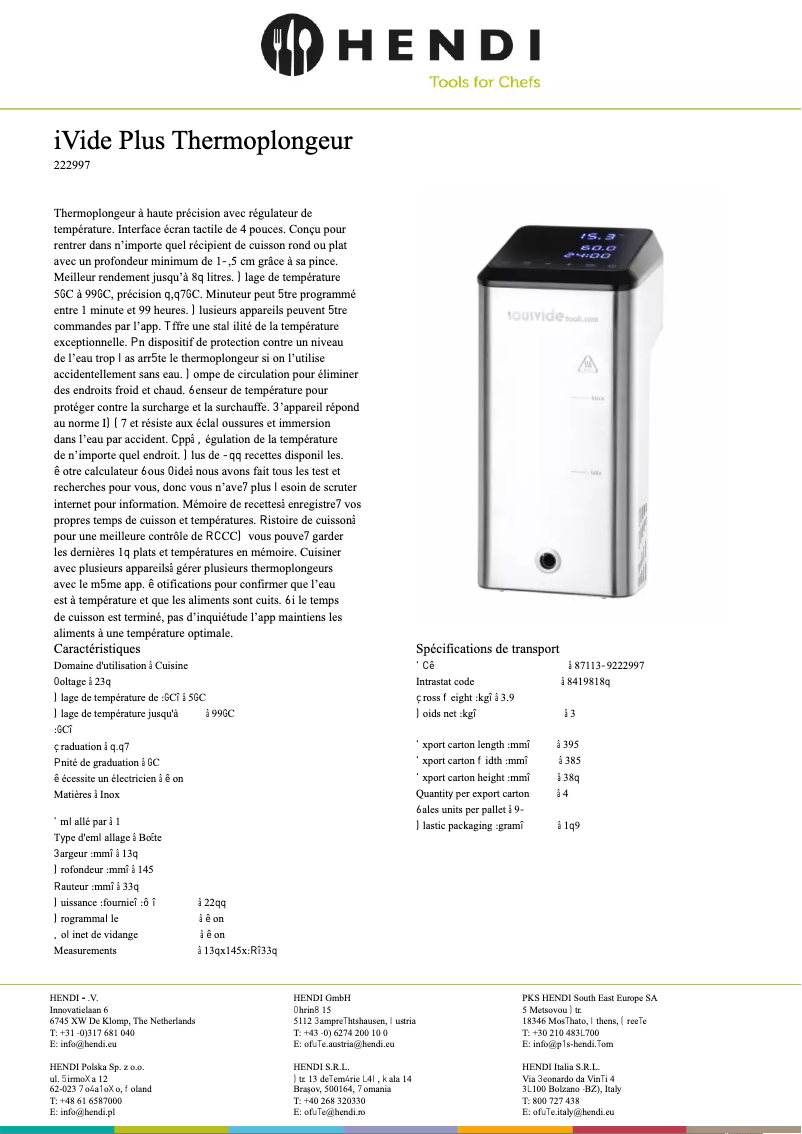 Page 1 de la notice Fiche technique SousVideTools 222997
