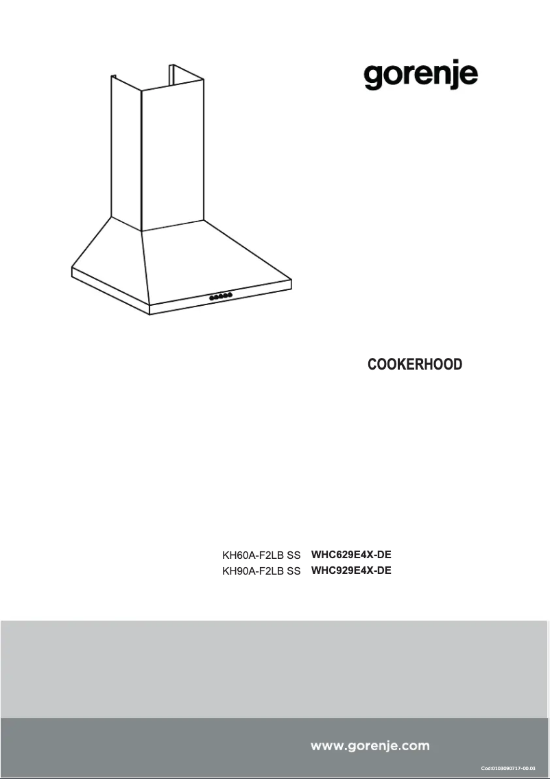 Page n°1 - Guide d'installation Gorenje WHC929E4X
