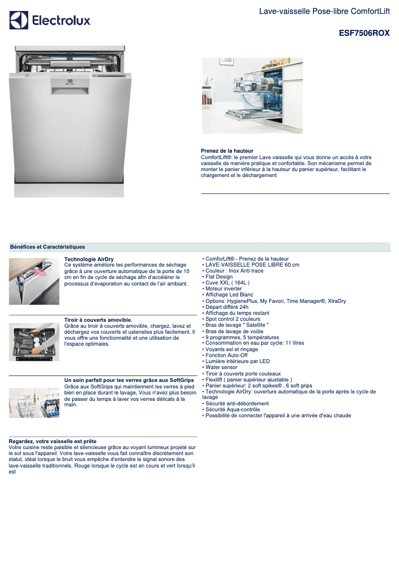 Image de la première page du manuel de l'appareil ESF7506ROX