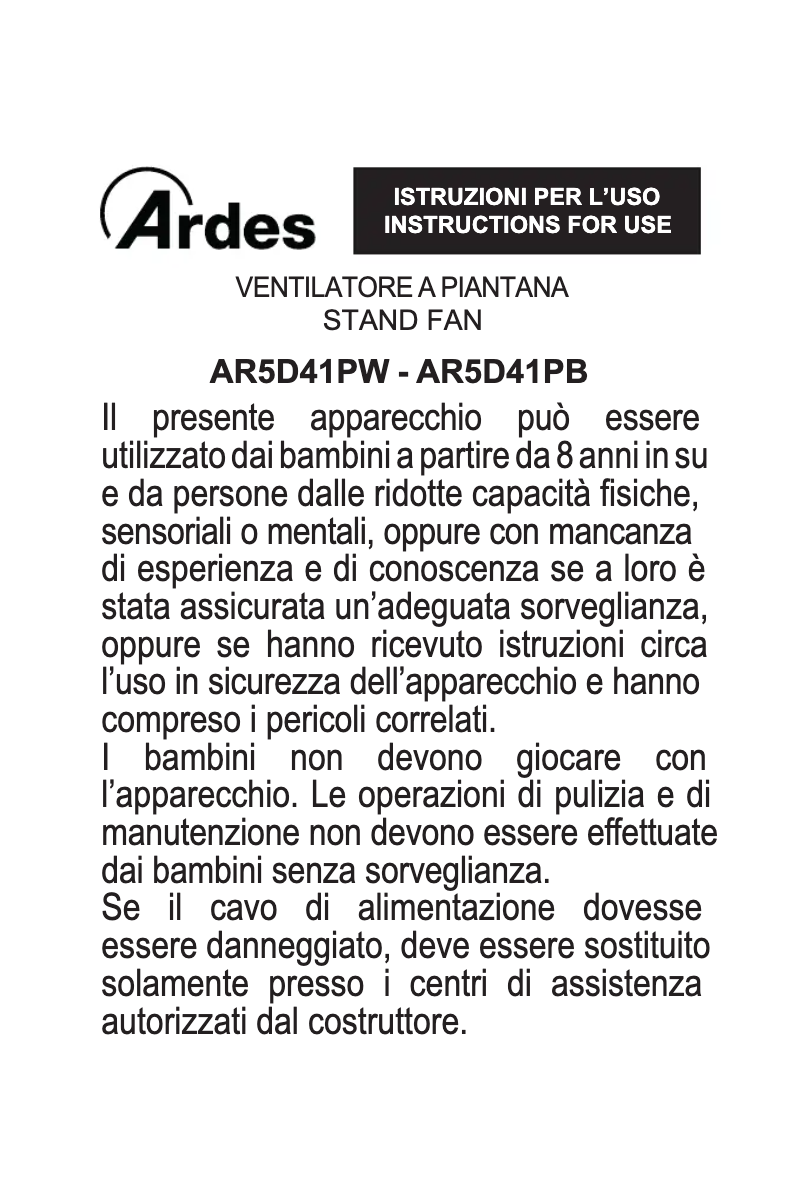 Página 1 del manual Manual de usuario Ardes AR5D41PW