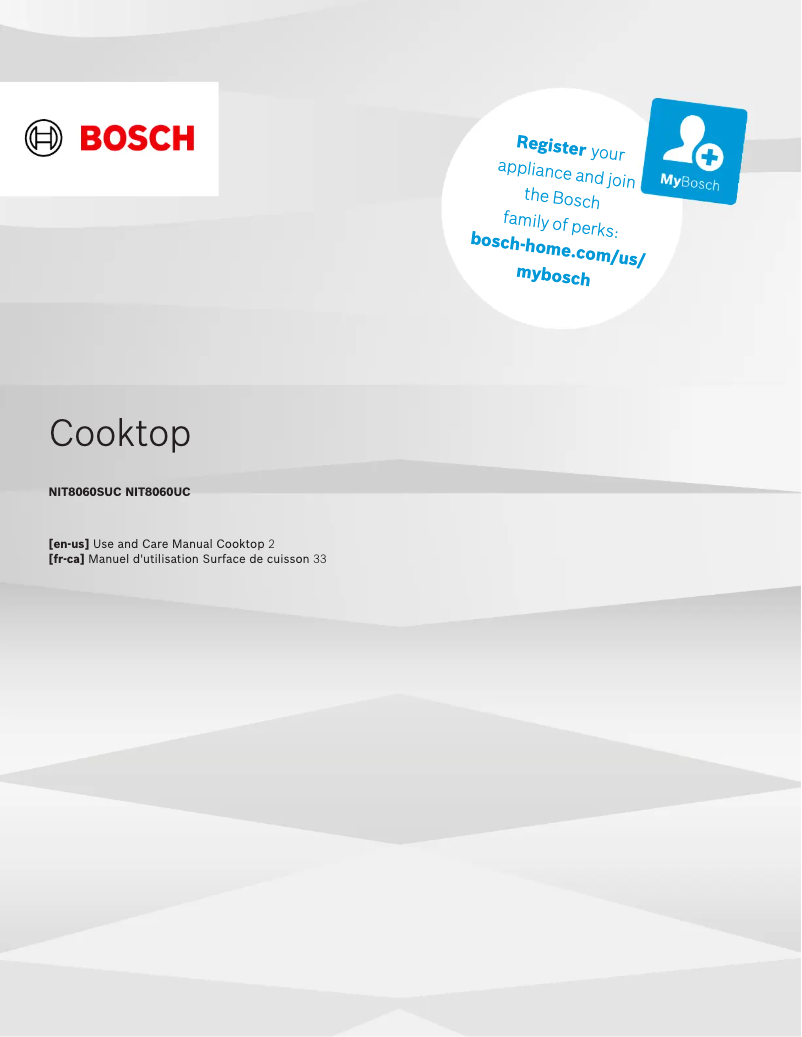 Page 1 de la notice Manuel utilisateur Bosch NIT8060UC
