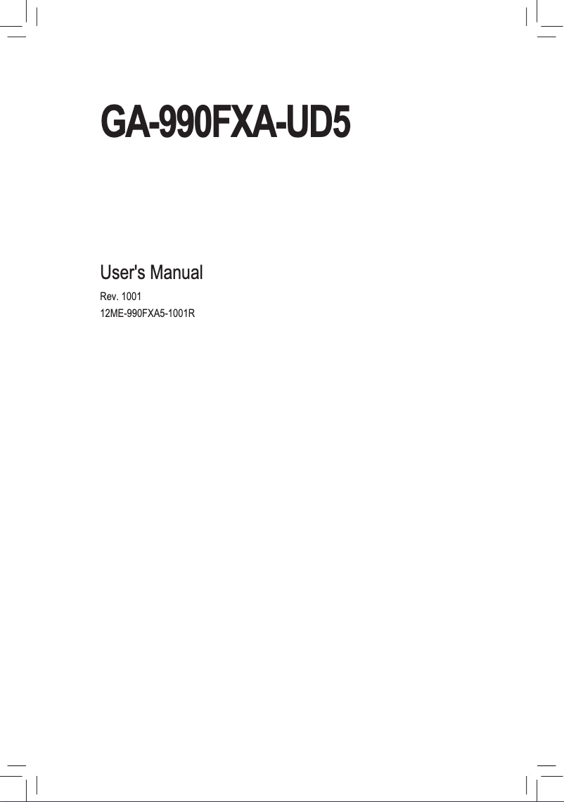 Image de la première page du manuel de l'appareil GA-990FXA-UD5