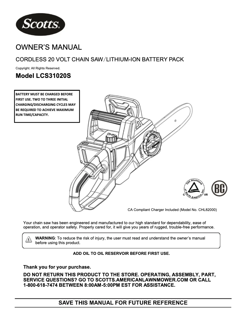 Imagen de la primera página del manual del dispositivo LCS31020S