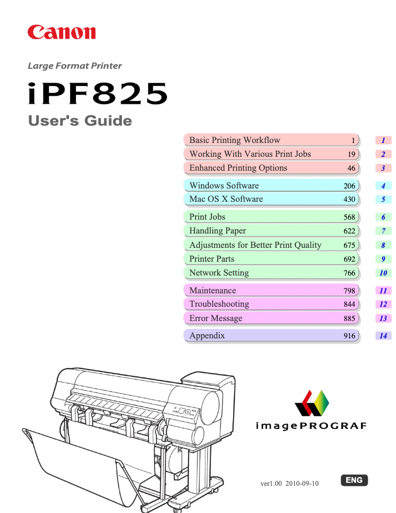 Page 1 de la notice Manuel utilisateur Canon imagePROGRAF iPF825