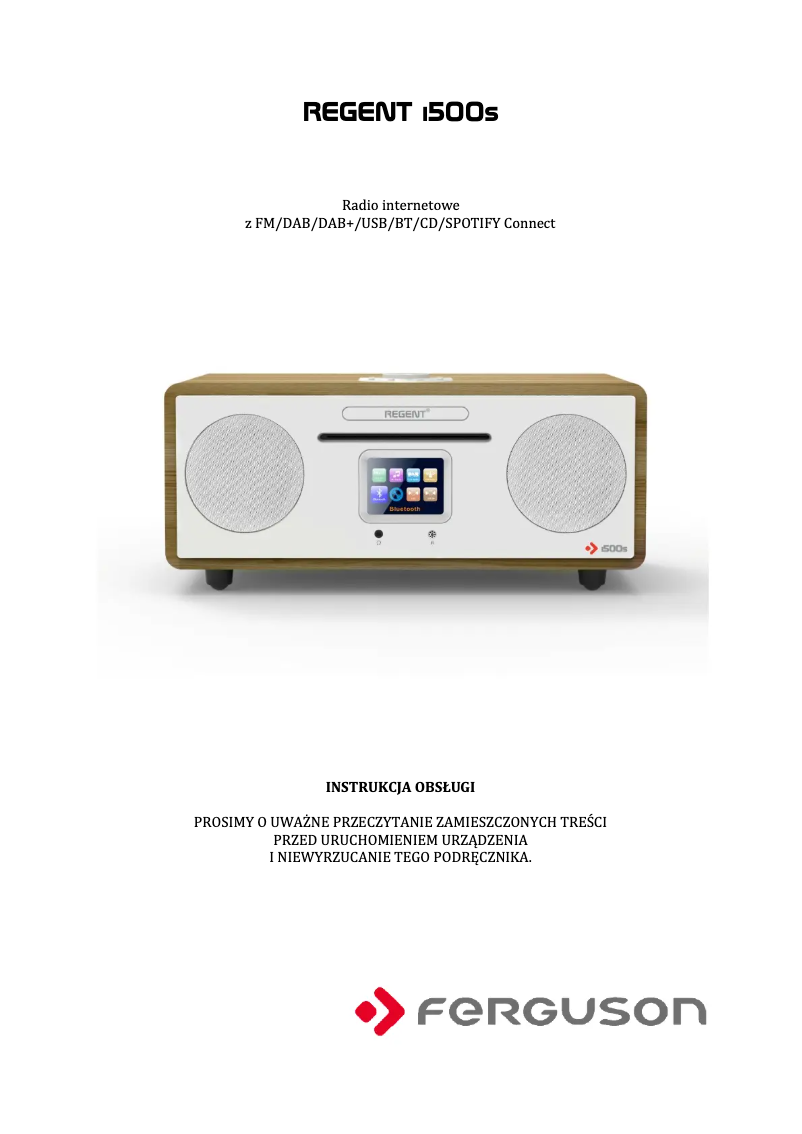 Image de la première page du manuel de l'appareil Regent i500s
