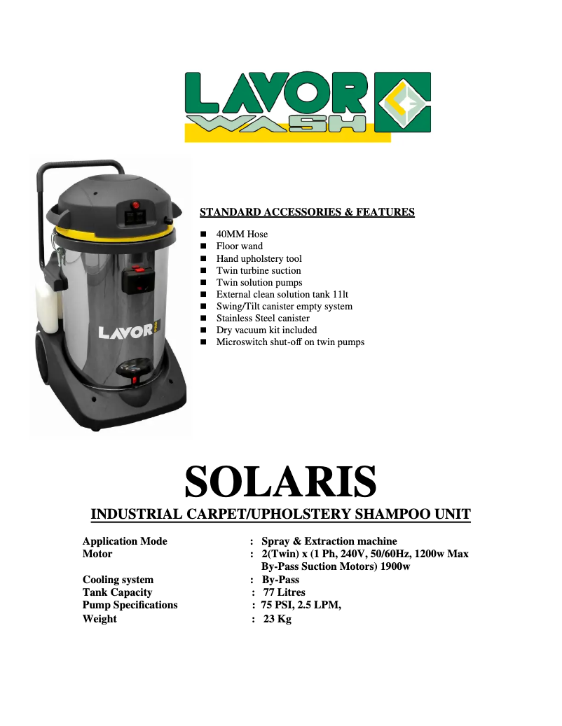 Image de la première page du manuel de l'appareil Solaris