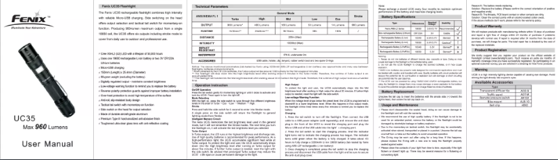 Image de la première page du manuel de l'appareil UC35