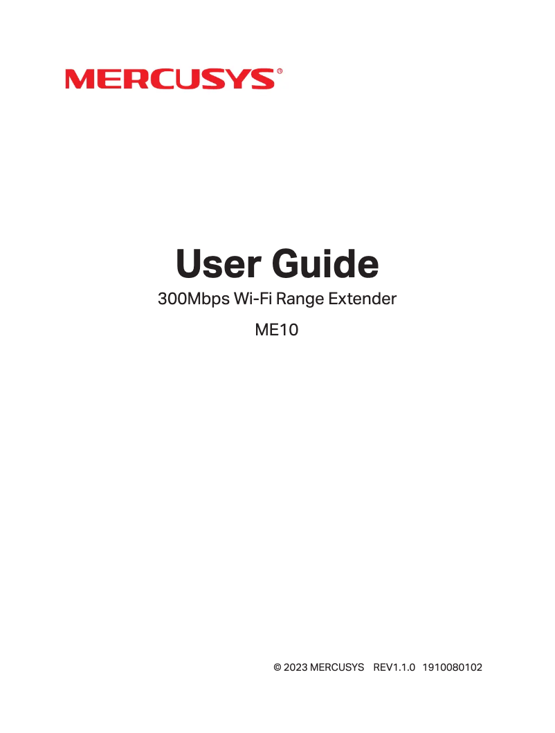 Page 1 de la notice Manuel utilisateur Mercusys ME10