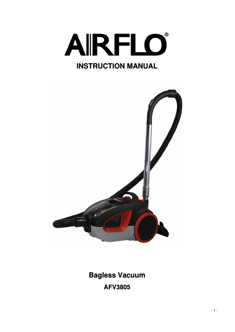 Page n°1 - Manuel utilisateur Airflo AFV3805