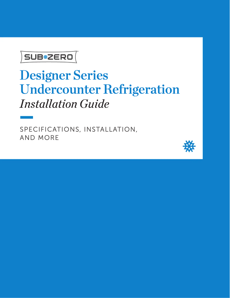 Page n°1 - Guide d'installation Sub-Zero DEU2450BG