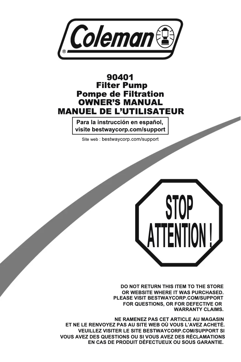 Page 1 de la notice Manuel utilisateur Bestway Coleman 90457