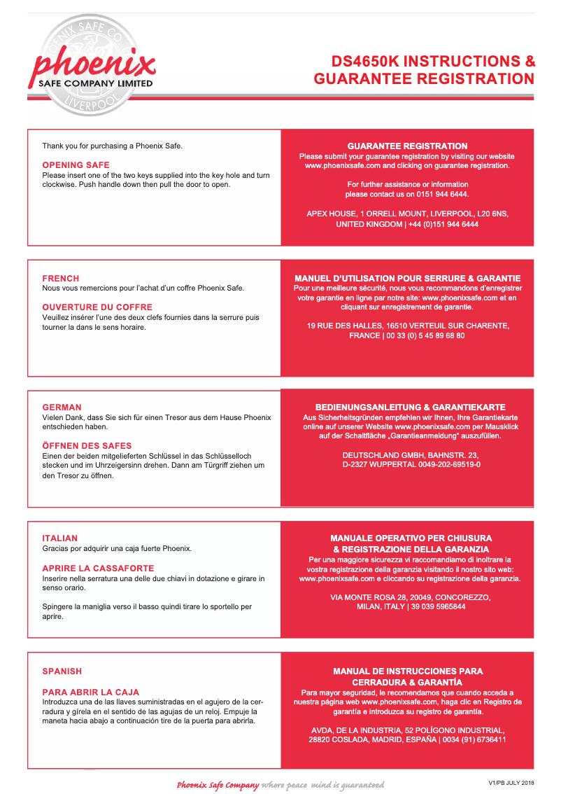 Page 1 de la notice Manuel utilisateur Phoenix DS4652K