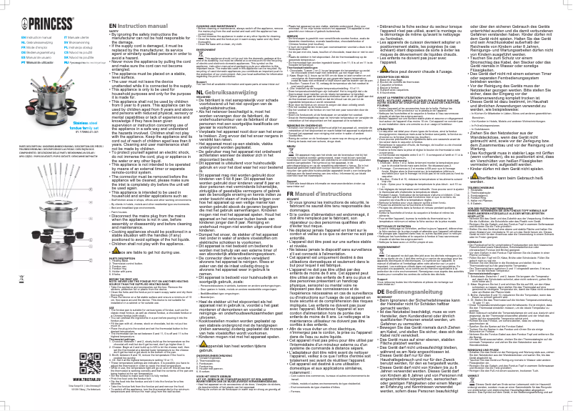 Page n°1 - Manuel utilisateur Princess Classic Family Fondue Set 172665