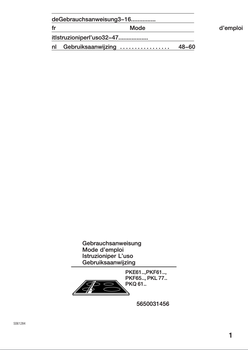 First page image of the manual for PKF651W01E