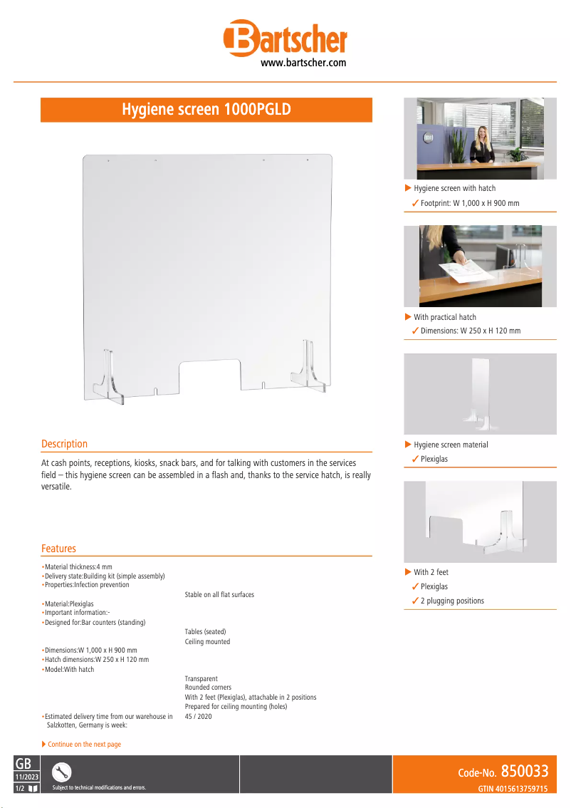 Image de la première page du manuel de l'appareil 1000PGLD