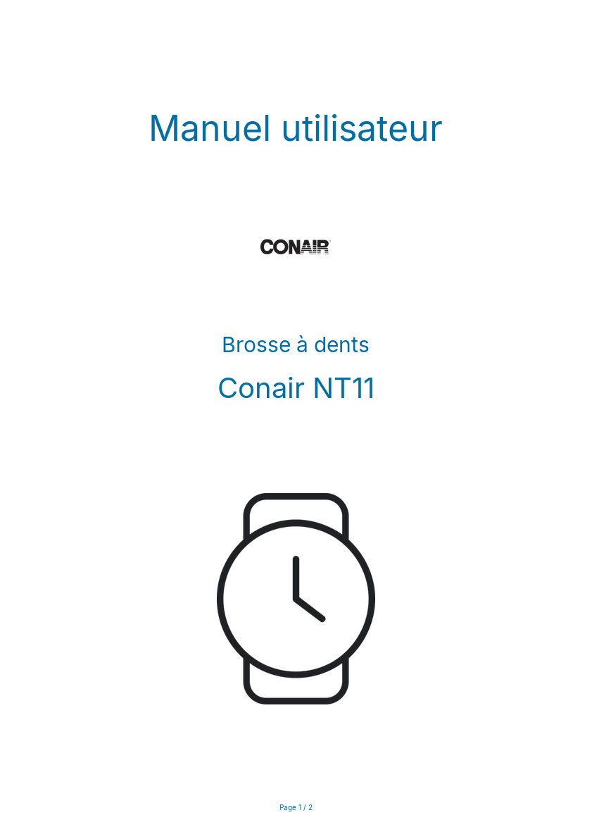 Page n°1 - Manuel utilisateur Conair NT11