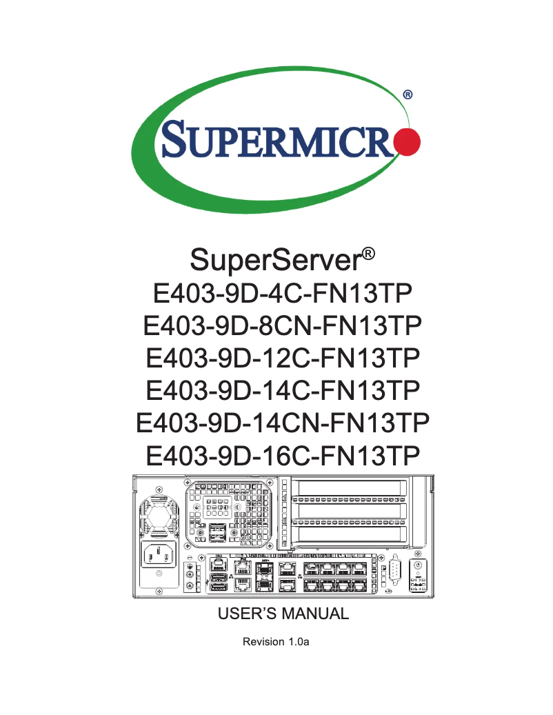Image de la première page du manuel de l'appareil SuperServer E403-9D-14CN-FN13TP