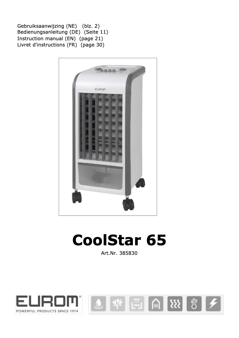 Page n°1 - Manuel utilisateur Eurom CoolStar 65