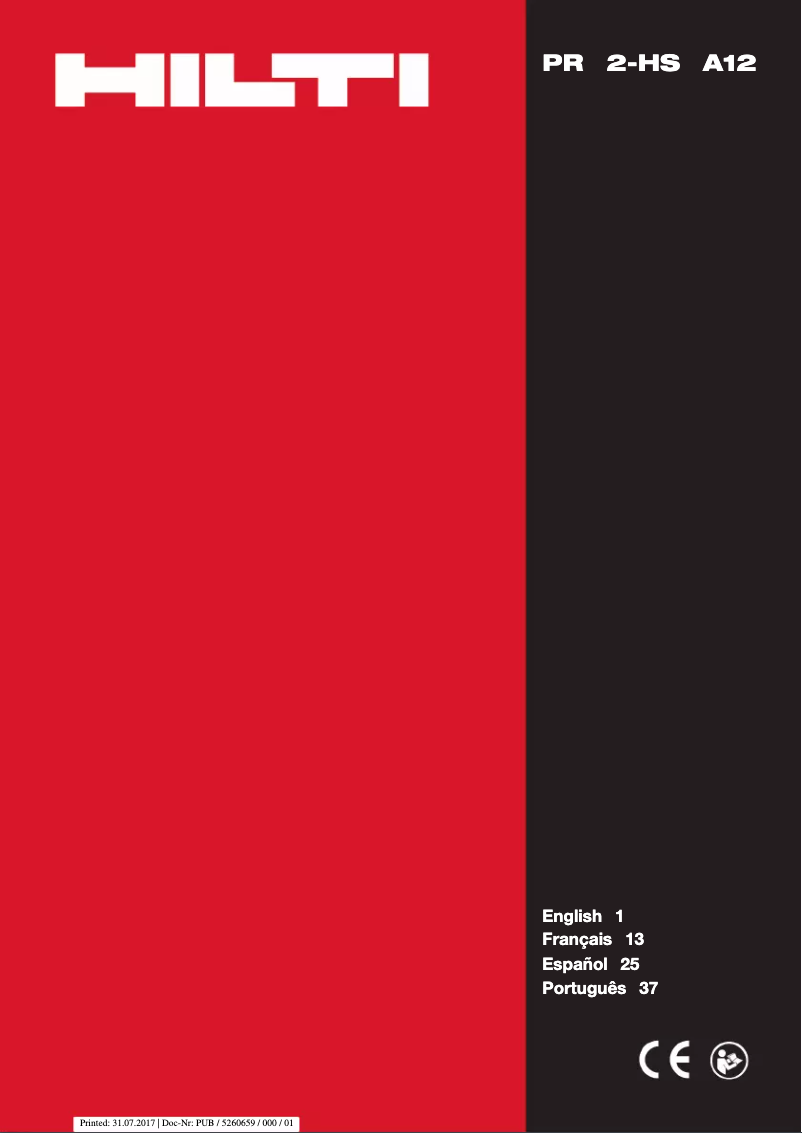 Page n°1 - Manuel utilisateur Hilti PR 2-HS A12
