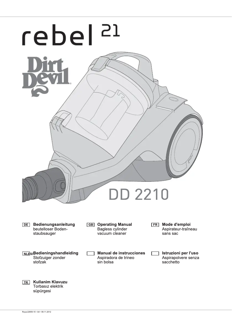 Page 1 de la notice Manuel utilisateur Dirt Devil Rebel 21