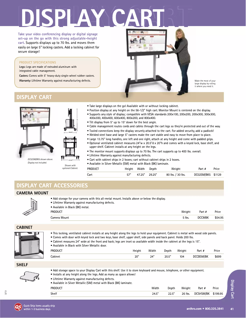 Image de la première page du manuel de l'appareil Display Cart