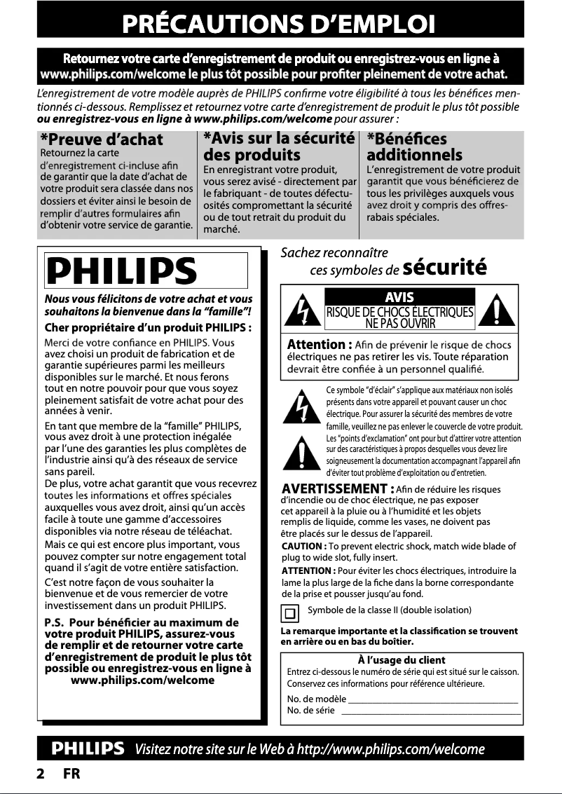 Page 1 de la notice Manuel utilisateur Philips BDP5320